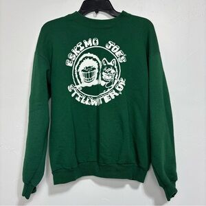 Eskimo Joes VTG Hanes Green Sweatshirt Adult Medium Stillwater Cotton Blend
